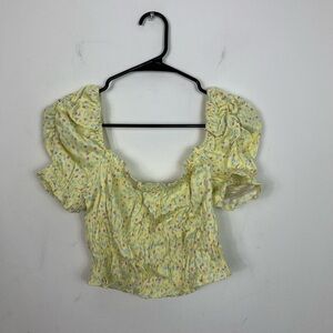 Zara Satin Balloon Sleeve Crop Top Sz XS